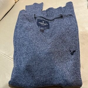 American Eagle Outfitters Men’s Heather Navy V-Neck Sweater
